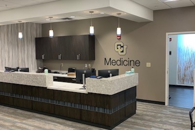 Reception area at the new CU OB-GYN Central Park Clinic in Denver